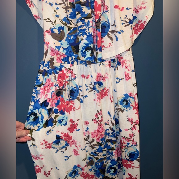 Blue and Pink Floral Maxi Dress - S - Picture 3 of 5